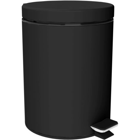 Poubelle De Salle De Bain FIVE Simply Smart - 5L, Rectangulaire, Métal Noir, Design épuré Et Seau Amovible