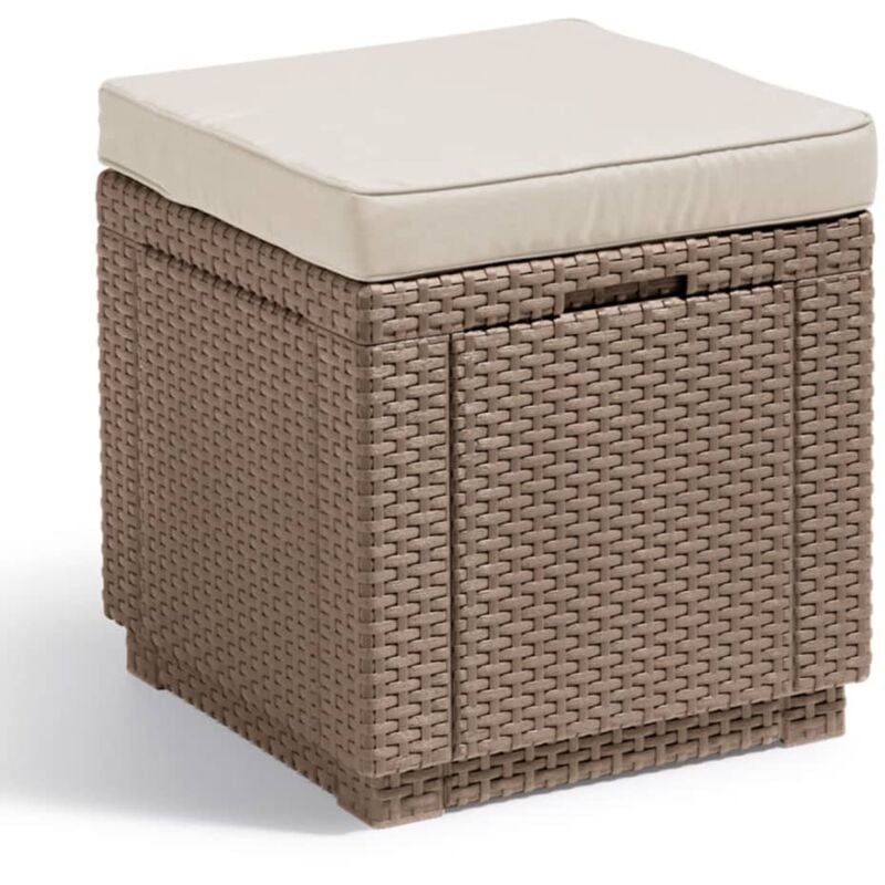 Pouf de rangement Cube Cappuccino - Allibert