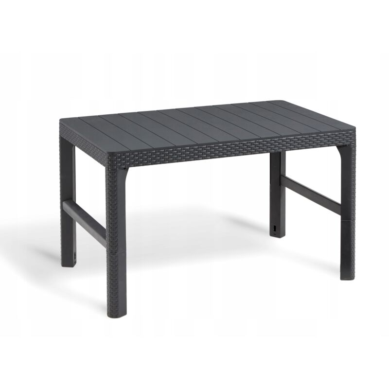 Allibert - Table Lyon, graphite, table en polyrotin, table de salon, table en plastique, table de jardin, 116 x 71,5 x 66,5 cm, 233779