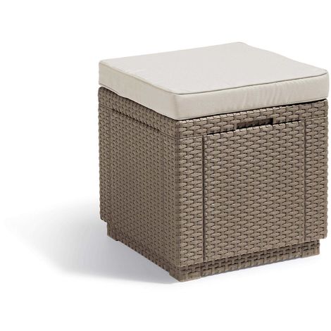 Allibert Tabouret Cube Cushion Cappuccino Sable 42 X 42 X 45 Cm