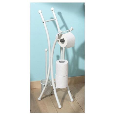 Allibert – Valet WC Corfou blanc – Porte-rouleau et réserve pour 2 rouleaux – Dimensions 18 x 74 x 28 cm – Finition blanche élégante