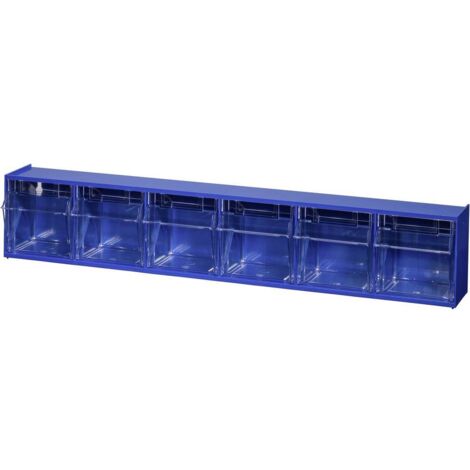 Allit 464440 Casier à tiroirs basculants VarioPlus ProFlip 6 (l x H x P) 600 x 115 x 95 mm bleu, transparent 1 pc(s)