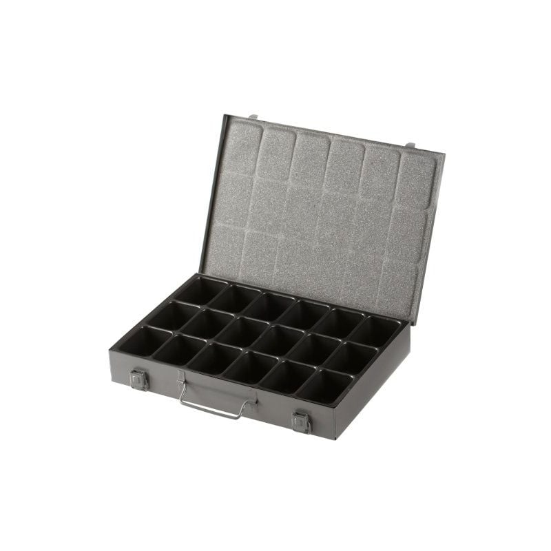 Allit - caisse à outils en métal 18 compartiments avec plateau en plastique amovible gris