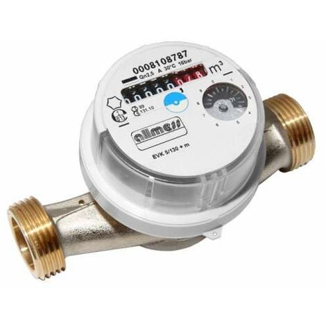 Allmess Universal VSystem Wasserzähler kalt warm Wohnungswasserzähler verchromt QN 2,5 130mm EJ 2025