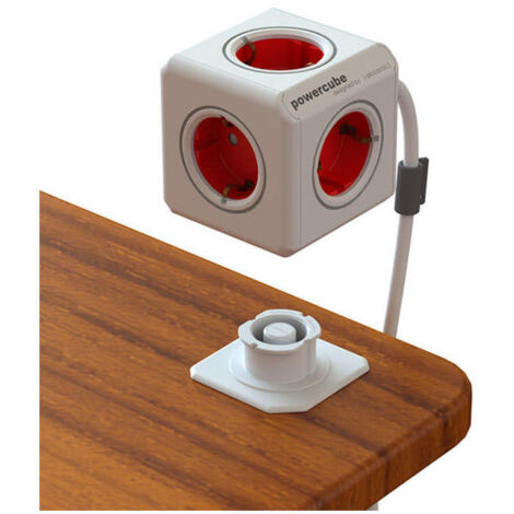 Allocacoc PowerCube base múltiple 1,5 m 5 salidas AC Interior Rojo, Blanco