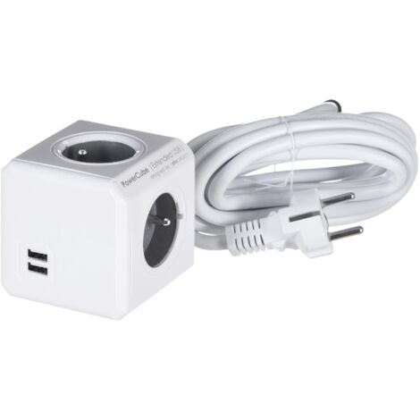 Allocacoc powercube extended usb e(fr), 3m power extension 4 ac outlet(s)