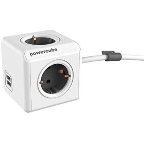 Allocacoc PowerCube Extended USB gris avec câble 1,5 m