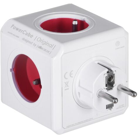 Allocacoc PowerCube Uscita(i) originale tipo E Indoor 5AC Rosso Base multipla - Base multipla (Indoor, 5 uscite AC, tipo E (FR), Rosso, CE, 16 A)