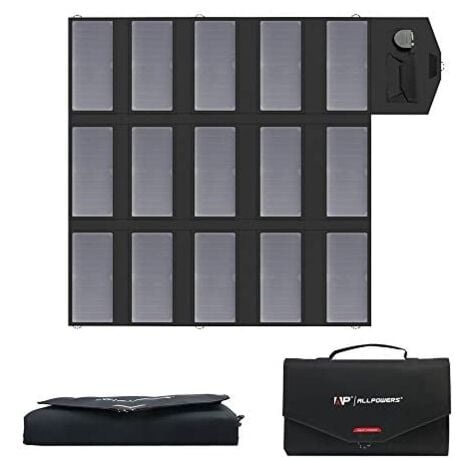 ALLPOWERS 100W Panel Solar Plegable Cargador Solar Portátil (USB Dual de 5V+Salida 18V CC) para Exteriores,Camping,Estación De Energía Portátil,Computadora Portátil,Automóvil de 12v,Barco,Senderismo