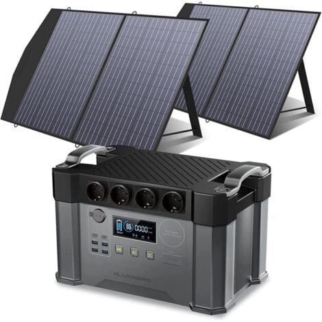 ALLPOWERS Estación de alimentación portátil 1500Wh 2000W batería generador solar portátil Power Station(4000W pico de valor) con 2 paneles solares plegables de 100W para emergencias, camping, viajes