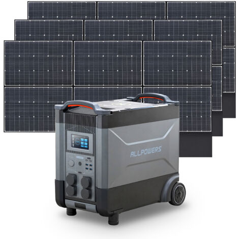 ALLPOWERS Estación de energía portátil R4000 con 3 x 600W Paneles Solares, batería LFP de 3456Wh, 4 Tomas CA 4000W (6000W Pico), Carga Rápida de 1.2H, generador solar para Acampar, Cortes, UPS Backup