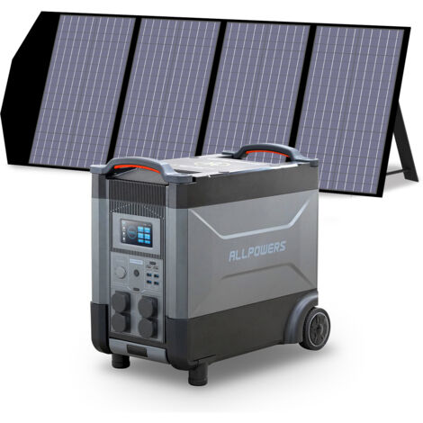ALLPOWERS Estación de energía portátil R4000 con Panel Solar Portátil 140W, batería LFP de 3456Wh, 4 Tomas CA 4000W (6000W Pico), Carga Rápida de 1.2H, generador solar para Acampar, Cortes, UPS Backup