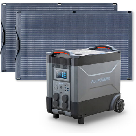 ALLPOWERS Generador Solar R4000 con con 2 Paneles Solares de 100W, 3456Wh Batería LFP, 4 Salidas CA 4000W (6000W Pico), Carga Rápida de 1.2H, Estación de energía portátil para Viajes, Camping, Cortes