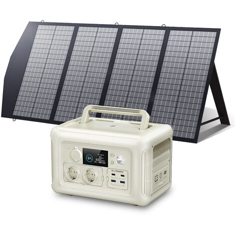 ALLPOWERS Générateur solaire R600 avec panneau solaire 140 W, 2 x 600 W (pointe 1200 W) sortie AC, batterie LiFePO4 299 WH portable, alimentation mobile pour jardin, voyage, camping, camping-car