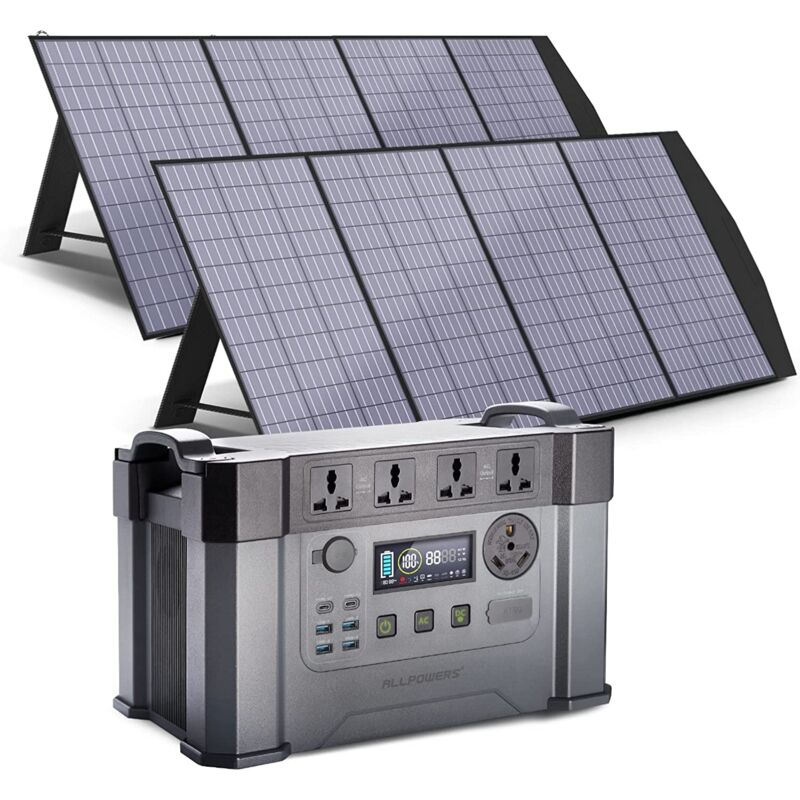 Allpowers - mppt Solar Generator S2000 Pro, 2400W 1500wh Portable Power Station with 2 200W Folable Solar Panels Included, Solar Mobile Battery Pack