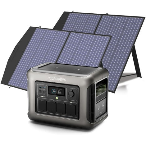 ALLPOWERS Portable Power Station with 2Pcs Solar Panel, 1800W 1152Wh LiFePO4 Fast Charging Solar Generator with 100W Portable Solar Panel Included, UPS Function for Outdoor RV Camping Travel