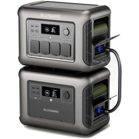 ALLPOWERS R1500 Station électrique portable 1800W avec batterie supplémentaire B1000, capacité étendue de 1152Wh à 2304Wh, batterie LiFePO4, générateur solaire pour secours domestique, camping-car