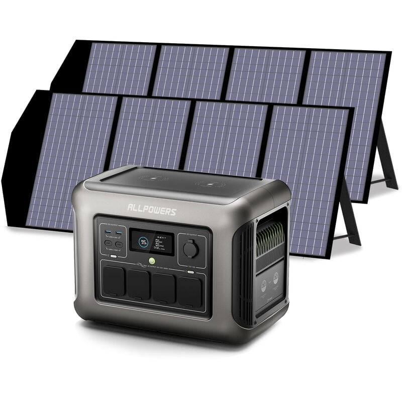 Allpowers - R1500 générateur solaire avec panneaux solaire pliables de 280W, 1152Wh batterie LiFeP04, 2 x Chargement rapide sans fil 15W, fonction