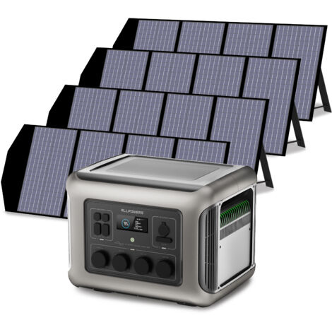 ALLPOWERS R2500 Generador Solar con 4 Paneles Solares Plegables de 140W, 4 Salidas AC 2500W (4000W Pico), 2016Wh Batería LFP, SAI15 ms, Estación de Energía Portátil para Camping, Corte de Energía