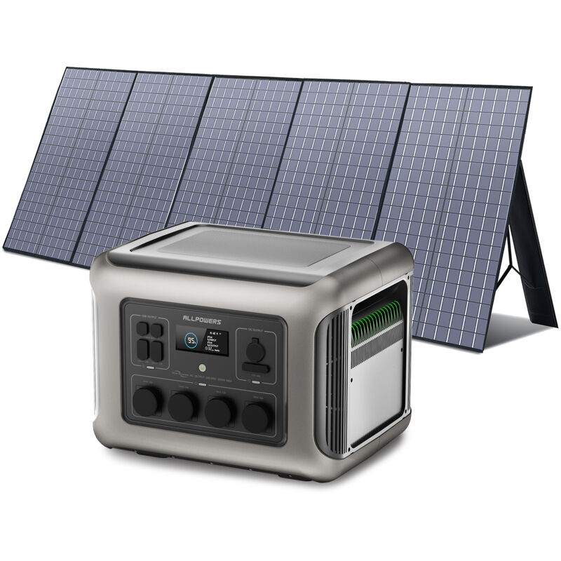 Allpowers - Générateur solaire R2500 2016 Wh avec panneau solaire de 400 w, 4 sorties ca de 2500 w (crête 4000 w), station d'alimentation portable