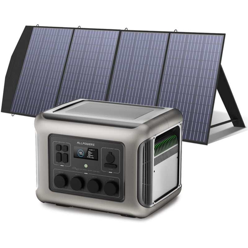 Allpowers - R2500 centrale électrique Générateur solaire 2016 Wh ,4 sorties ca de 2500 w, station d'alimentation portable avec panneaux solaires 200