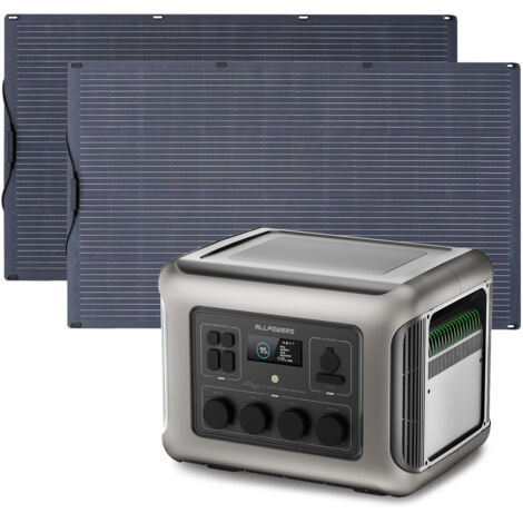 ALLPOWERS R2500 V2 Solargenerator mit 2x 200W flexiblem Solarpanel, 4 x 2500W AC Ausgänge (5000W Spitze), 1920Wh Tragbare Powerstation mit Solarpanel für Stromausfall, Camping, Wohnmobil und Notfälle