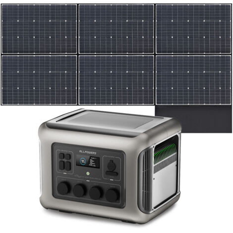 ALLPOWERS R2500 V2 Solargenerator mit 600W Solarpanel, 4x 2500W AC Steckdosen (5000W Spitze), 1920Wh LiFePO4 Akku Tragbare Powerstation für Stromausfall, Camping, Wohnmobil, Wohnwagen und Notfälle