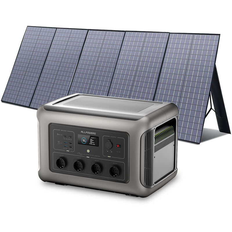 Allpowers - R3500 Station d'alimentation portable avec panneau solaire de 400 w, batterie LiFePO4 3168 Wh avec sortie ac 3500 w, accumulateur de