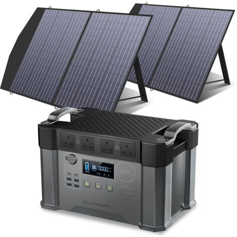 ALLPOWERS S2000 Pro MPPT Solar Generator with 2 100W Folable Solar Panel Included, 2400W 1500wh Portable Power Station, Solar Mobile Battery Pack for Outdoor RV Camping, Home Emergency, Travel