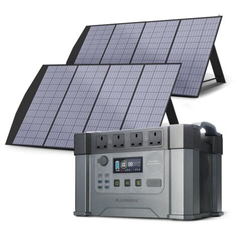 ALLPOWERS S2000 Pro MPPT Solar Generator with 2 200W Folable Solar Panel Included, 2400W 1500wh Portable Power Station, Solar Mobile Battery Pack for Outdoor RV Camping, Home Emergency, Travel