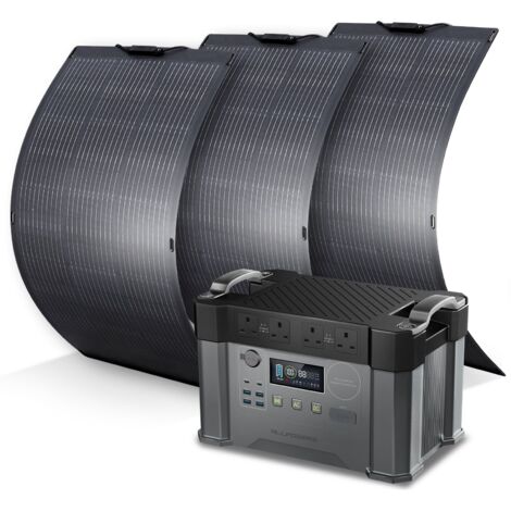 ALLPOWERS S2000 Pro MPPT Solar Generator with 3 100W Flexible Solar Panels, 2400W 1500wh Portable Power Station, Solar Mobile Battery Pack for Outdoor RV Camping, Home Emergency, Travel