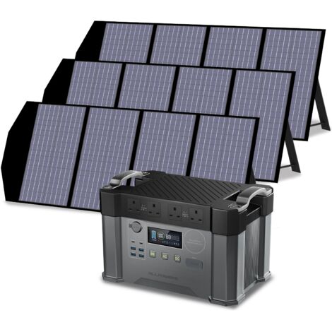 ALLPOWERS S2000 Pro MPPT Solar Generator with 3 140W Folable Solar Panel Included, 2400W 1500wh Portable Power Station, Solar Mobile Battery Pack for Outdoor RV Camping, Home Emergency, Travel