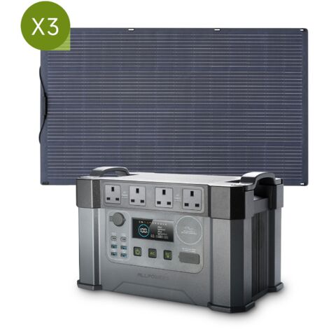 ALLPOWERS S2000 Pro MPPT Solar Generator with 3 200W Flexible Solar Panels, 2400W 1500wh Portable Power Station, Solar Mobile Battery Pack for Outdoor RV Camping, Home Emergency, Travel