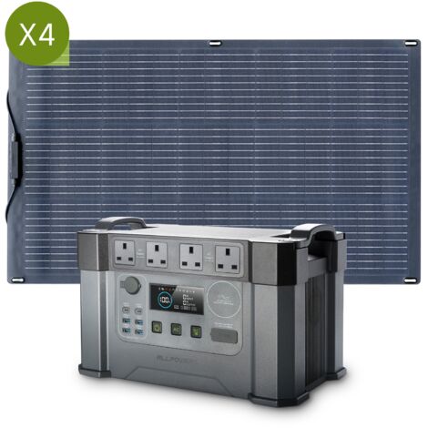ALLPOWERS S2000 Pro MPPT Solar Generator with 4 100W Flexible Solar Panels, 2400W 1500wh Portable Power Station, Solar Mobile Battery Pack for Outdoor RV Camping, Home Emergency, Travel