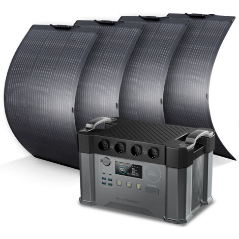 ALLPOWERS S2000 Pro Tragbares Powerstation mit 4 x 100W Flexibles Solar Panel 1451Wh 2400W (4000W Spitzenwert) AKKU Solargenerator Mobiler Stromspeicher Power Stationfür Home Notfall Camping RV Reise