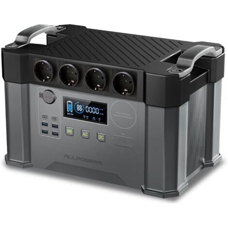 ALLPOWERS S2000Pro Station électrique portable 1451Wh, 4 prises CA 2400W (crête 4000 W), 0 à 100% en 1,5 heure, fonction UPS, générateur solaire pour camping, panne de courant, extérieur, camping-car