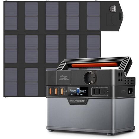 ALLPOWERS S300 PLUS 288 Wh/300 W tragbares Kraftwerk mit 1 x 100 W faltbarem Solarpanel, Lithium-Backup-Netzteil für Outdoor-Camping und Angeln