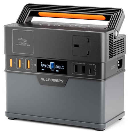 ALLPOWERS 300W Portable Power Station, 288Wh Battery Backup with 110V AC Pure Sine Wave Outlets, 8W Fast Wireless Charging, Solar Generator for Camping, Travel, Emergency