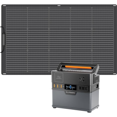 ALLPOWERS S300 PLUS Centrale électrique portable 288 Wh/300 W avec panneau solaire flexible monocristallin de 100 W, charge rapide, adaptée au camping et à la pêche en plein air ALLPOWERS
