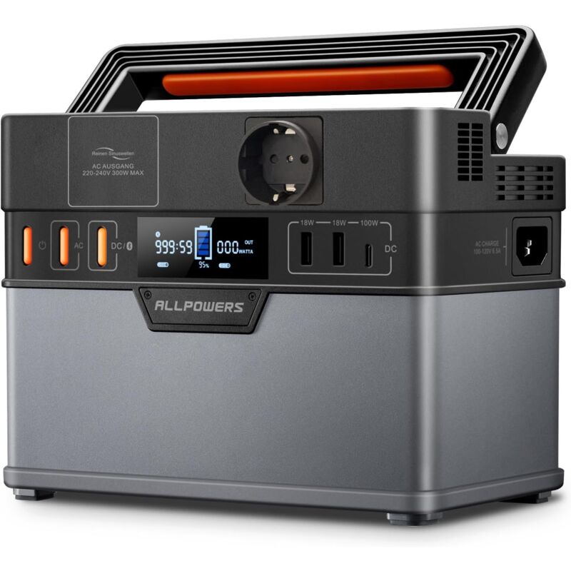Allpowers - S300 plus Station électrique portable 300W, batterie de secours 288 Wh avec prises sinusoïdales pures 110 v ac, Chargement rapide sans