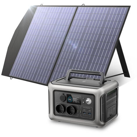 ALLPOWERS Solargenerator R600, 299WH LiFePO4 Batterie, 2x 600W (1200W Spitze) AC Ausgang Tragbare Powerstation mit 100W Solarpanel, Mobile Stromversorgung für Garten Reise Camping Wohnmobil Notfall