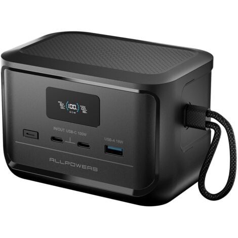 ALLPOWERS SOLAX P100 Tragbare Powerstation mit PD 100W Ausgang, 99.2Wh LiFePO4 Batterie Schnellladung Power Bank, 3 Port 128W TragBack-up-Akku, Solargenerator für Reise Notfall Camping Geschäftsreise