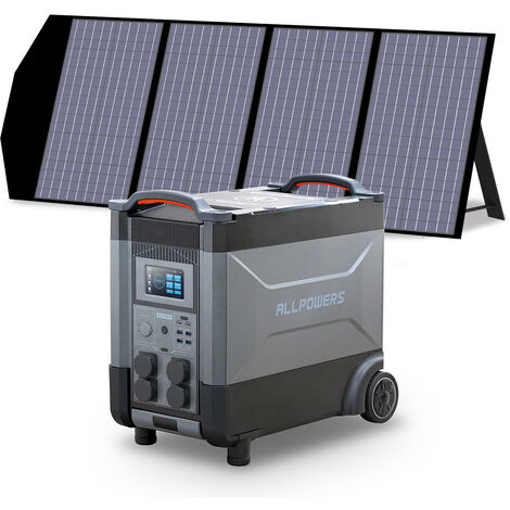 ALLPOWERS Station d'alimentation portable R4000 générateur solaire 3600Wh LiFePO4 batterie CA 4000W, charge rapide,extensible 21600 Wh avec panneau solaire 140W pour camping, maison pannes de courant
