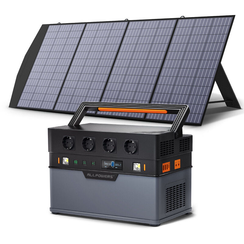 Allpowers - Station électrique portable 1092 Wh, 4 prises ac 1500W Générateur solaire de batterie Avec panneau solaire de 200W Pour la maison, les