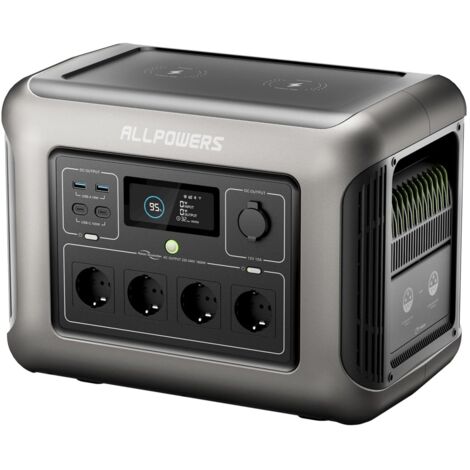 ALLPOWERS Tragbare Powerstation R1500, 1152Wh LiFePO4 Akku, 1800W Solargenerator, 0-80% geladen in 40 Min mit UltraFast Modus Mobile Notstromversorgung für Garten Party Reise Camping Wohnmobil
