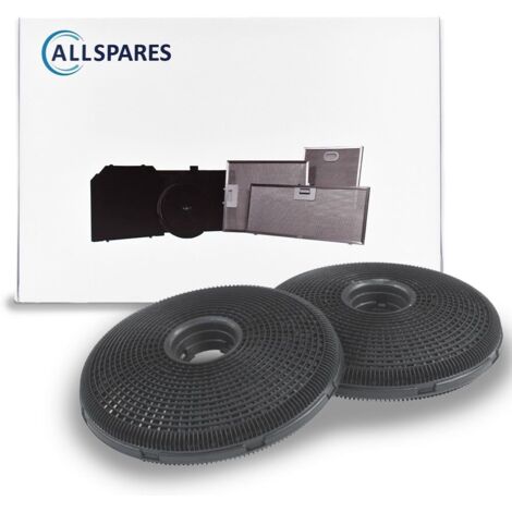 AllSpares Filtre à charbon (2 pcs.) pour hottes aspirantes adapté pour AEG-Electrolux Modèle 190 / ECFB02, Candy 49002519 et Atag ACC937 (Ø190x16mm)