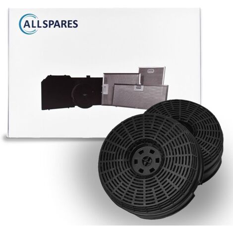AllSpares Filtre à charbon (2 pcs.) pour hottes aspirantes adapté pour Bosch DHZ2600 / 00752620, Whirlpool AKB000 / Type 58, Elica CFC0038000 et Respekta CFC003800 (Ø142x52mm)