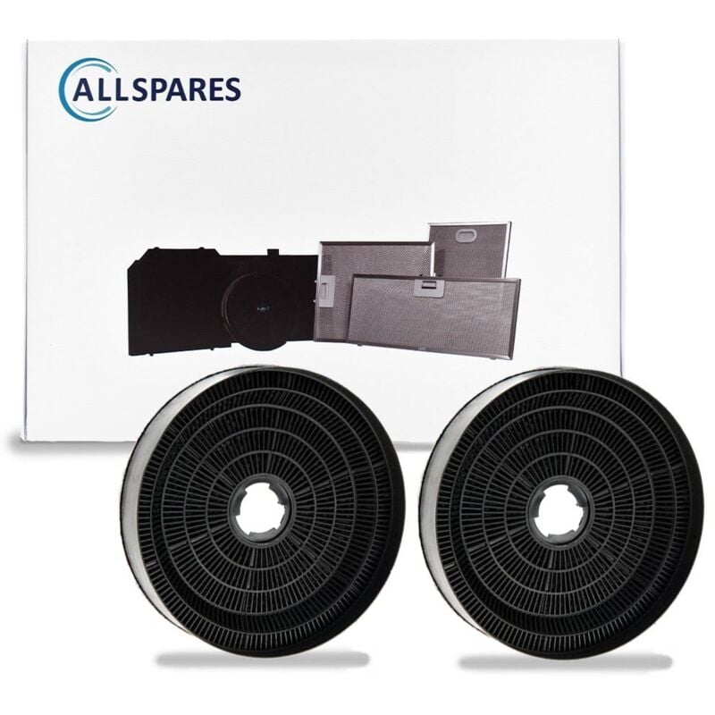 Allspares - Filtre à charbon (2 pcs.) pour hottes aspirantes adapté pour Candy KFC6918 / 35602061 et Airlux CR390 (Ø170x35mm)