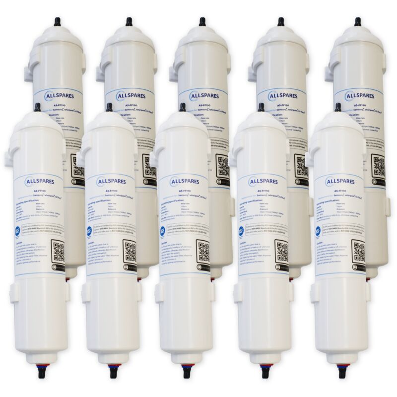 AllSpares Filtre à eau (10 pcs.) de réfrigérateur adapté pour Samsung HAFEX DA29-10105J, LG 5231JA2010, ADQ73693901 et WPRO USC100