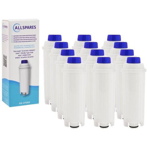 AllSpares  Filtre à eau (12x) pour Machine à Café ECAM-serie remplacement pour les modèles de filtre Delonghi DLSC002 / SER3017